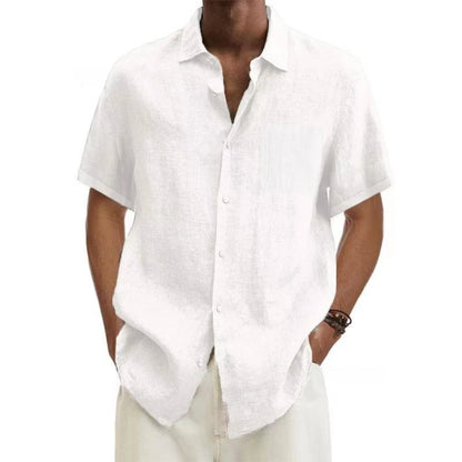 "Daichi" Chemise homme en coton et lin | Manches courtes, coupe droite estivale