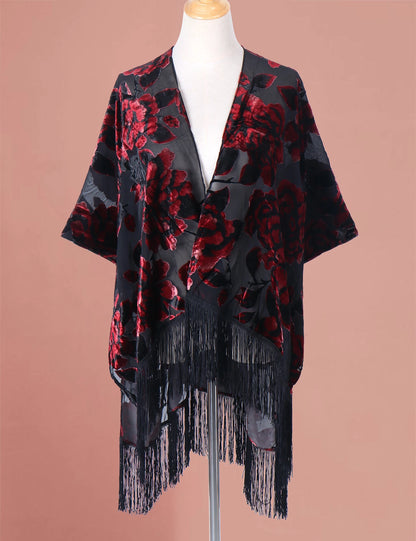 Kimono Long en Tulle Brodé - Élégance Bohème et Légèreté