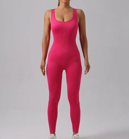 Combinaison de Yoga Femme Sans Coutures - Tenue de Sport Une Pièce Sans Manches pour Fitness et Gym