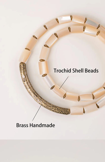 Bracelets à Accumuler Coquillage et Laiton – Set Minimaliste Tons Neutres pour Femme