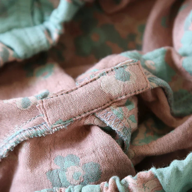 Short de Pyjama Japonais en Coton - Imprimé Vintage
