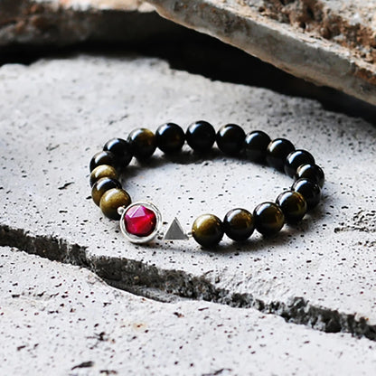 Bracelet Couple Oeil de Tigre et Obsidienne Dorée – Duo Homme et Femme