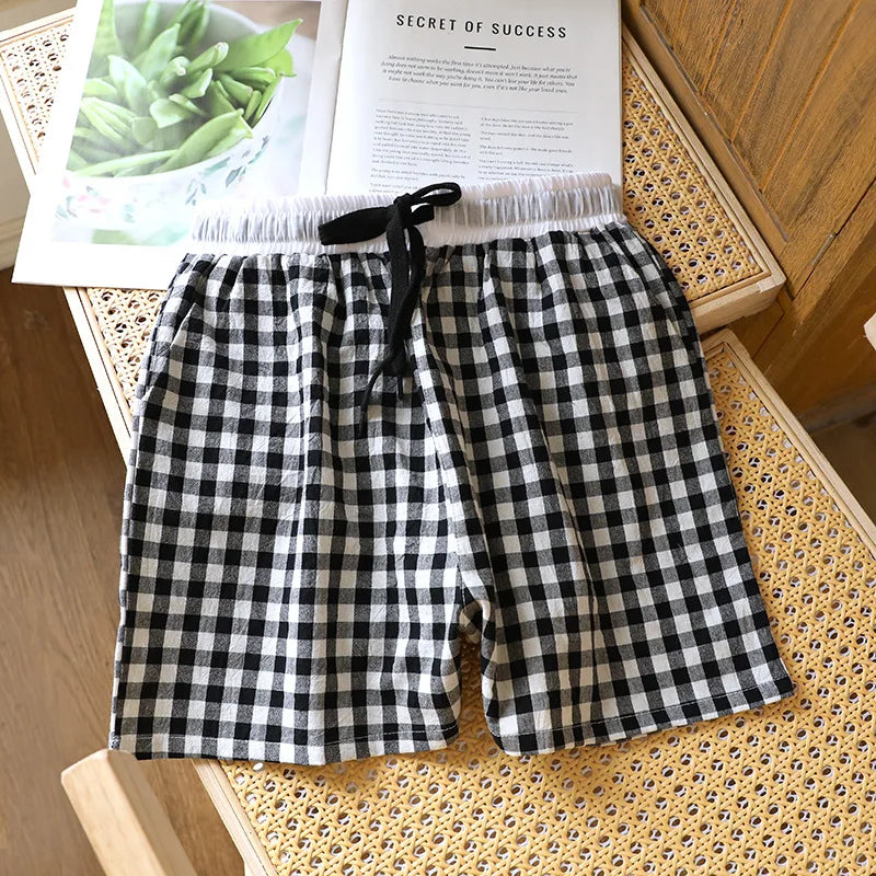 Short de Pyjama en Gaze de Coton et Dentelle