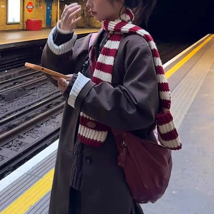 Écharpe en Maille Épaisse à Rayures