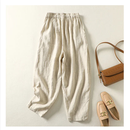 "Tsubaki" Pantalon femme en coton style sarouel | Taille élastiquée, coupe ample vintage