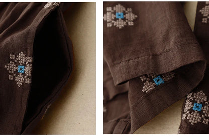 "Hanami" Pantalon femme en coton et lin imprimé | Taille haute, cordon ajustable, style décontracté été