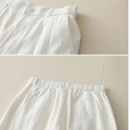 "Shizuka" Pantalon femme en lin et coton | Taille haute droite, style simple et élégant