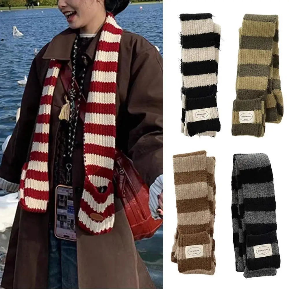 Écharpe en Maille Épaisse à Rayures