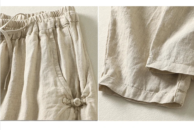 "Tsubaki" Pantalon femme en coton style sarouel | Taille élastiquée, coupe ample vintage