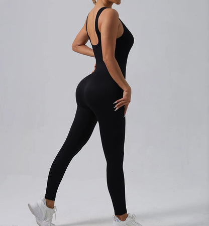 Combinaison de Yoga Femme Sans Coutures - Tenue de Sport Une Pièce Sans Manches pour Fitness et Gym