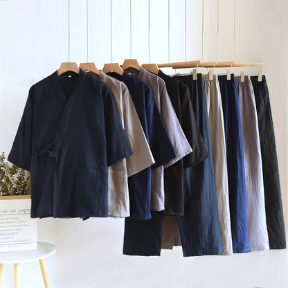 Gros plan sur la fibre de coton naturel de l'ensemble pyjama, douceur et qualité zen.