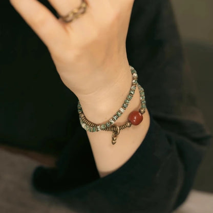 Bracelet Jaspe Paysage ou Jaspe Tacheté Vert ou Bleu – Perles Ethniques Unisexe