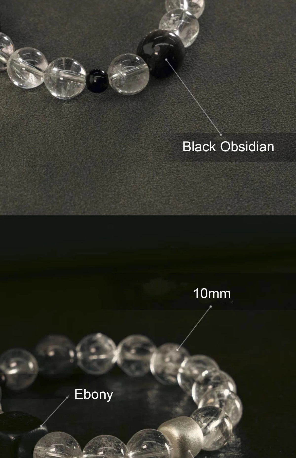 Bracelet Cristal de Roche et Ébène – Bijou Oriental Apaisant, 2 Modèles
