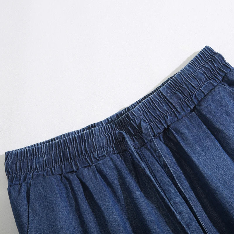 "Aozora" Pantalon large femme en viscose et coton | Taille haute fluide, léger et confortable
