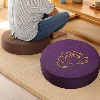 Coussin Méditation Lin Lotus Doré | Confort & Ancrage Zen