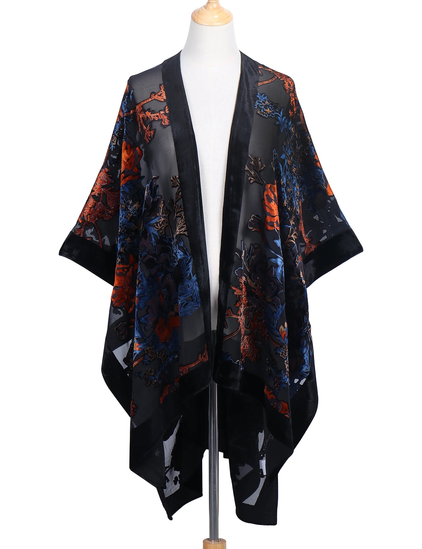 Kimono Long en Tulle Brodé - Élégance Bohème et Légèreté