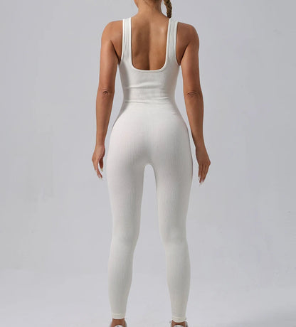 Combinaison de Yoga Femme Sans Coutures - Tenue de Sport Une Pièce Sans Manches pour Fitness et Gym