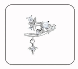 Bague d'Oreille Argent 925 Étoile et Zircon - Éclat Céleste