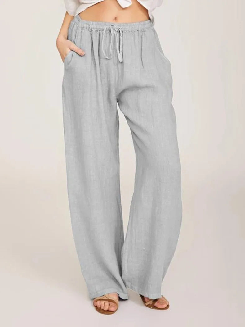 Pantalon Large Femme Coton et Lin – Coupe Fluide