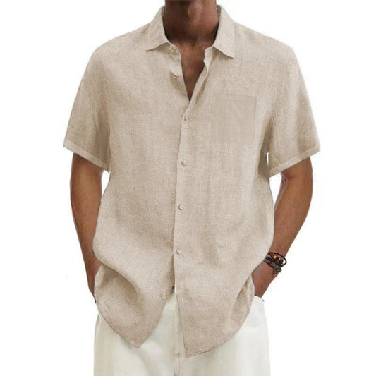 "Daichi" Chemise homme en coton et lin | Manches courtes, coupe droite estivale