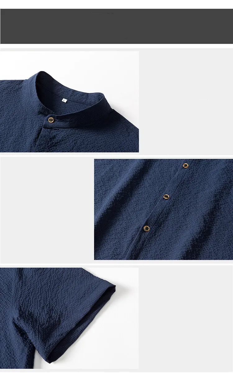 Coupe dos de la chemise noire Renji, design sobre et finitions soignées en coton.