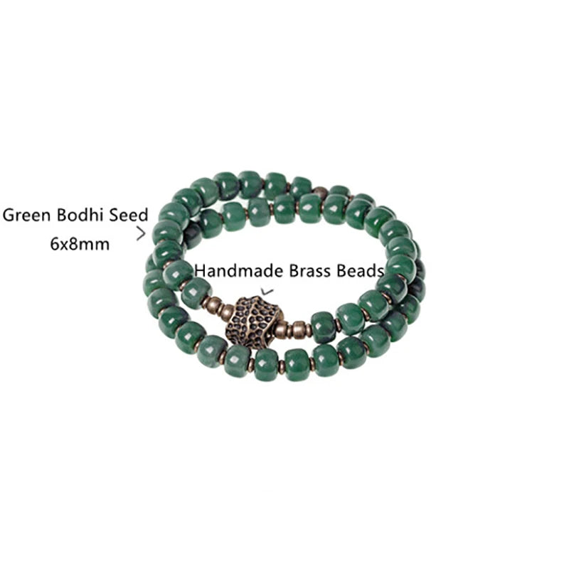 Bracelet Double Rang Graines Naturelles et Laiton – Porte-Bonheur à Offrir