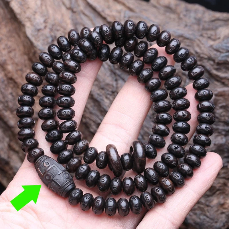 Collier Mala Tibétain 108 perles Ébène Naturel – Méditation Zen Bouddhiste