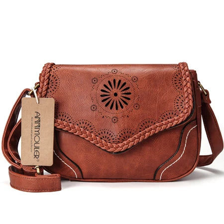 Embossed Faux Leather Crossbody Bag - Elegance and Practicality