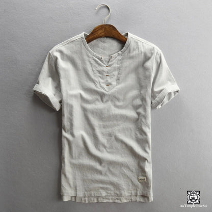 -shirt basique en lin gris pour homme