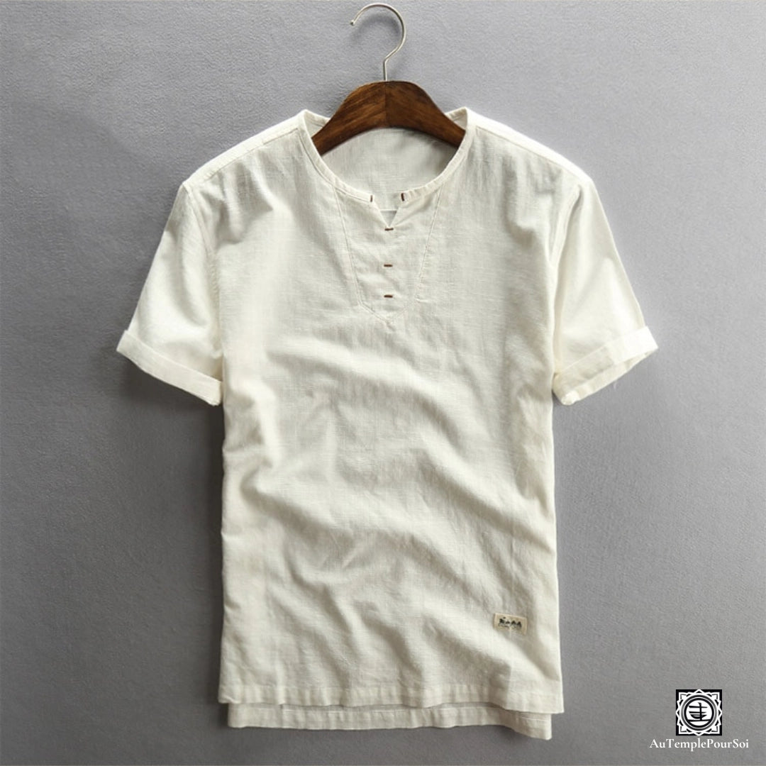 T-shirt en lin blanc casual homme