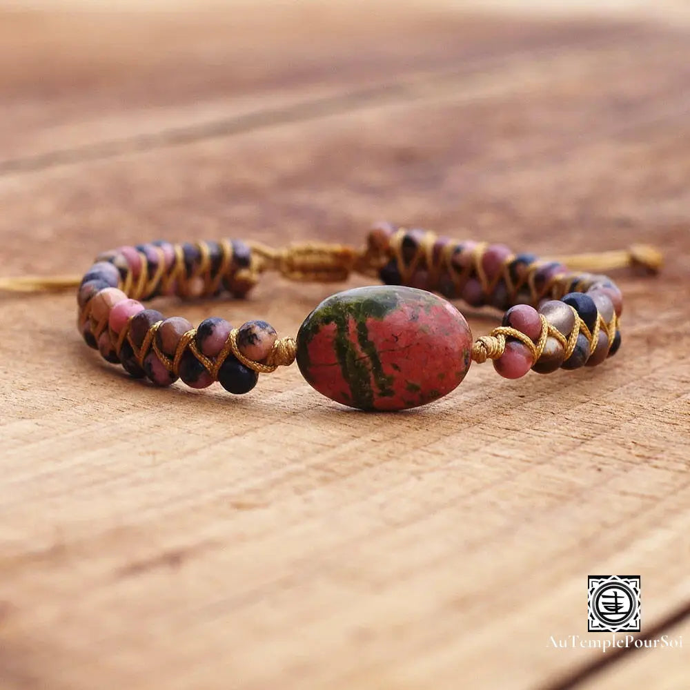 Bracelet de Lithothérapie en Rhodonite pour Compassion