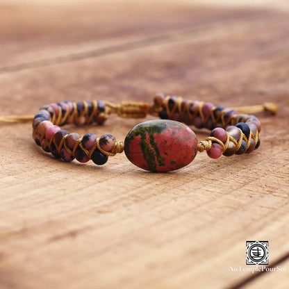 Bracelet de Lithothérapie en Rhodonite pour Compassion