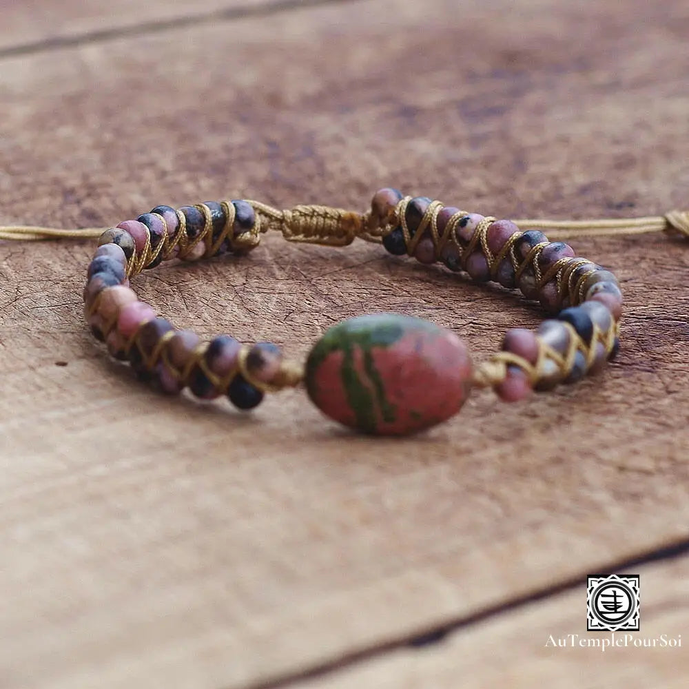 Bracelet en Pierres de Rhodonite pour Harmonie du Cœur