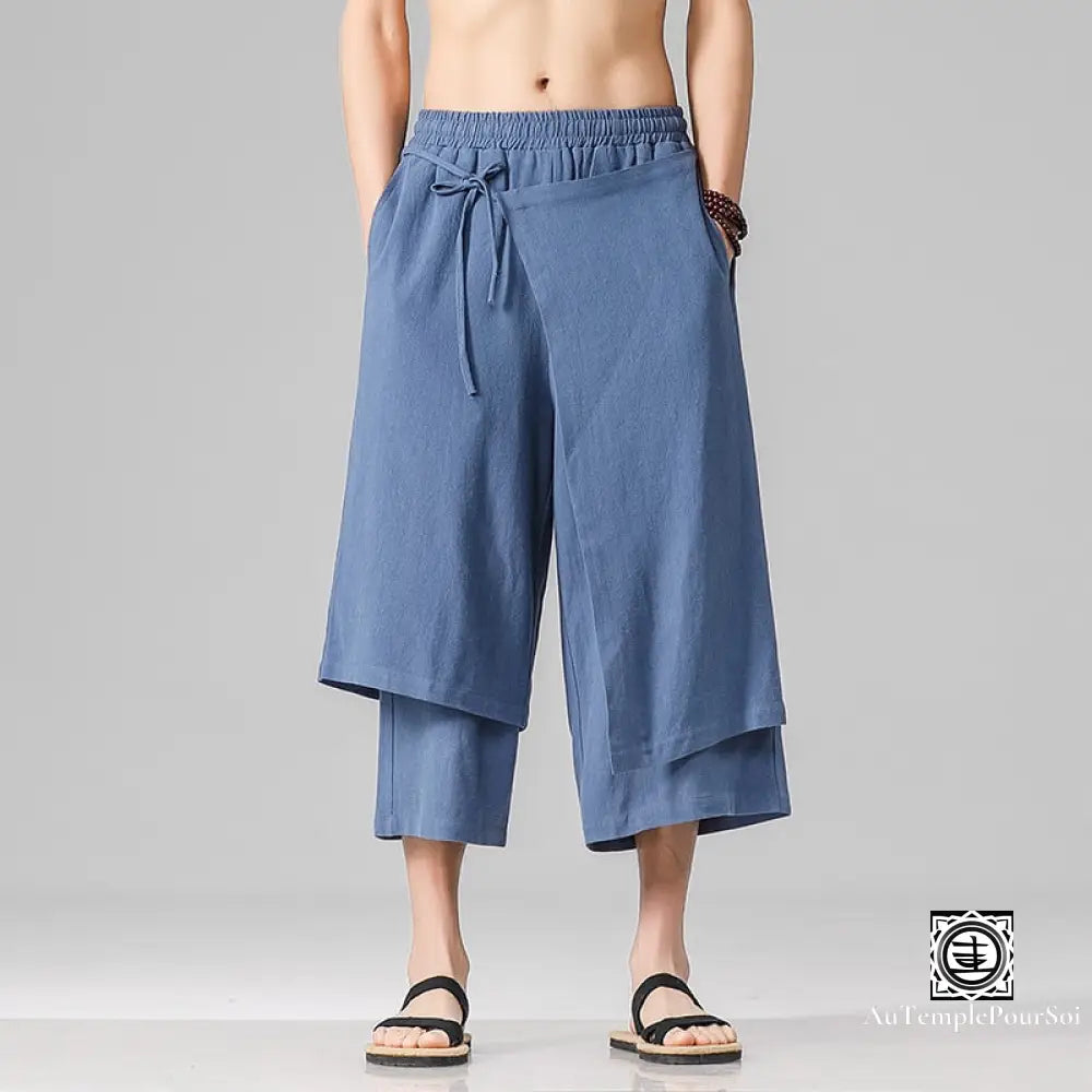 ’Arashi’ Pantalon Sarouel En Coton Et Lin M / Bleu Offerte Bas-Homme