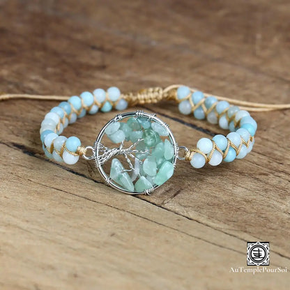 Bracelet en Pierres Naturelles d'Amazonite et Améthyste