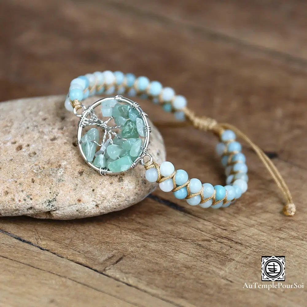 Bracelet de Lithothérapie en Amazonite et Améthyste