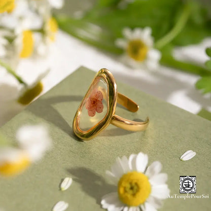 Bagues En Or Et Fleurs Naturelles - Collection Élégance Bohème Rêve Floral Bague