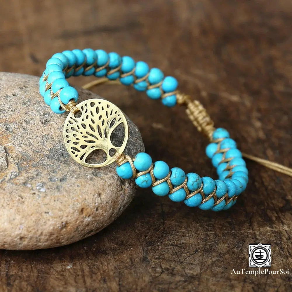 Bracelet Spirituel Fleur de Vie pour Bien-être Turquoise