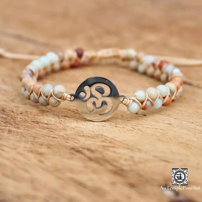 Bracelet Chant de Shoushan avec Symbole Om en Perles de Shoushan