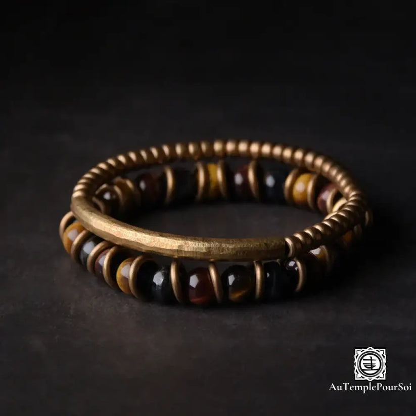 Bracelet en cuivre et oeil de tigre