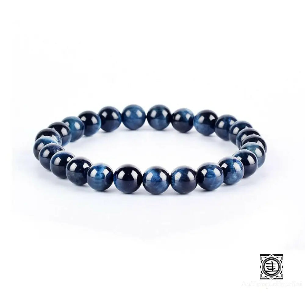 Bracelet En Pierre Naturelle D’oeil De Tigre Oeil Du Bleu Gris / 19Cm 6Mm Bracelets