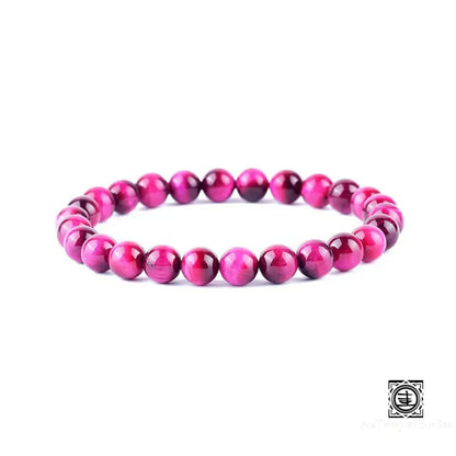 Bracelet En Pierre Naturelle D’oeil De Tigre Oeil Du Rose / 19Cm 6Mm Bracelets