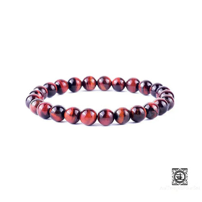 Bracelet En Pierre Naturelle D’oeil De Tigre Oeil Du Rouge / 19Cm 6Mm Bracelets