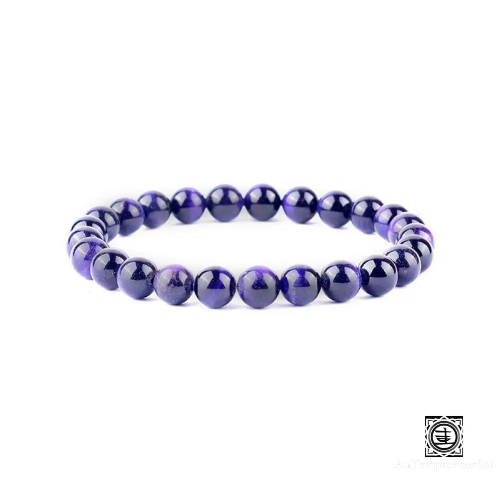 Bracelet En Pierre Naturelle D’oeil De Tigre Oeil Du Violet / 19Cm 6Mm Bracelets