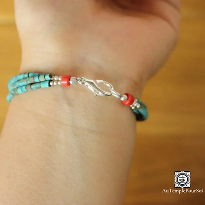 Bracelet ’Sillage D’annapurna’ En Argent Et Turquoise Tibétain Bracelet - Tibetain - Premium