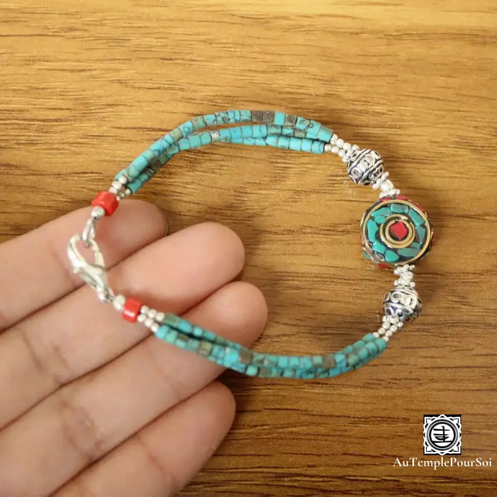 Bracelet ’Sillage D’annapurna’ En Argent Et Turquoise Tibétain Bracelet - Tibetain - Premium