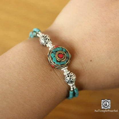 Bracelet ’Sillage D’annapurna’ En Argent Et Turquoise Tibétain Bracelet - Tibetain - Premium