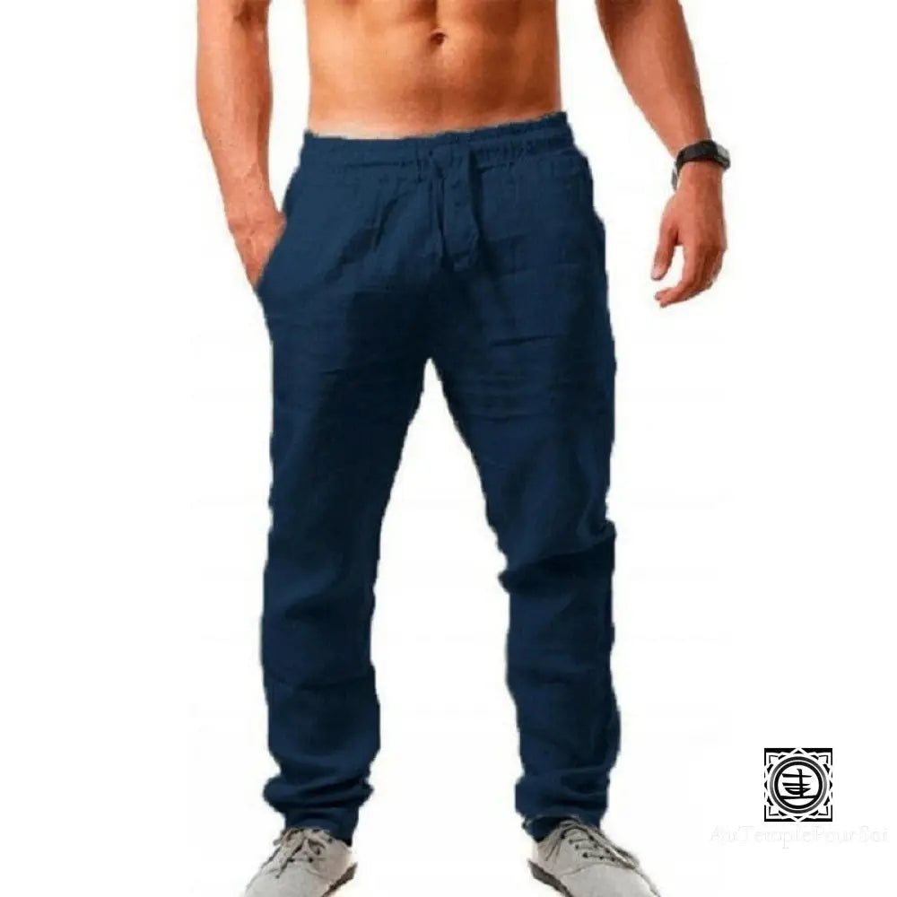 ’Brise De Bouddha’ Pantalon En Lin S 50-60 Kg / Bleu Ocean Offert Homme