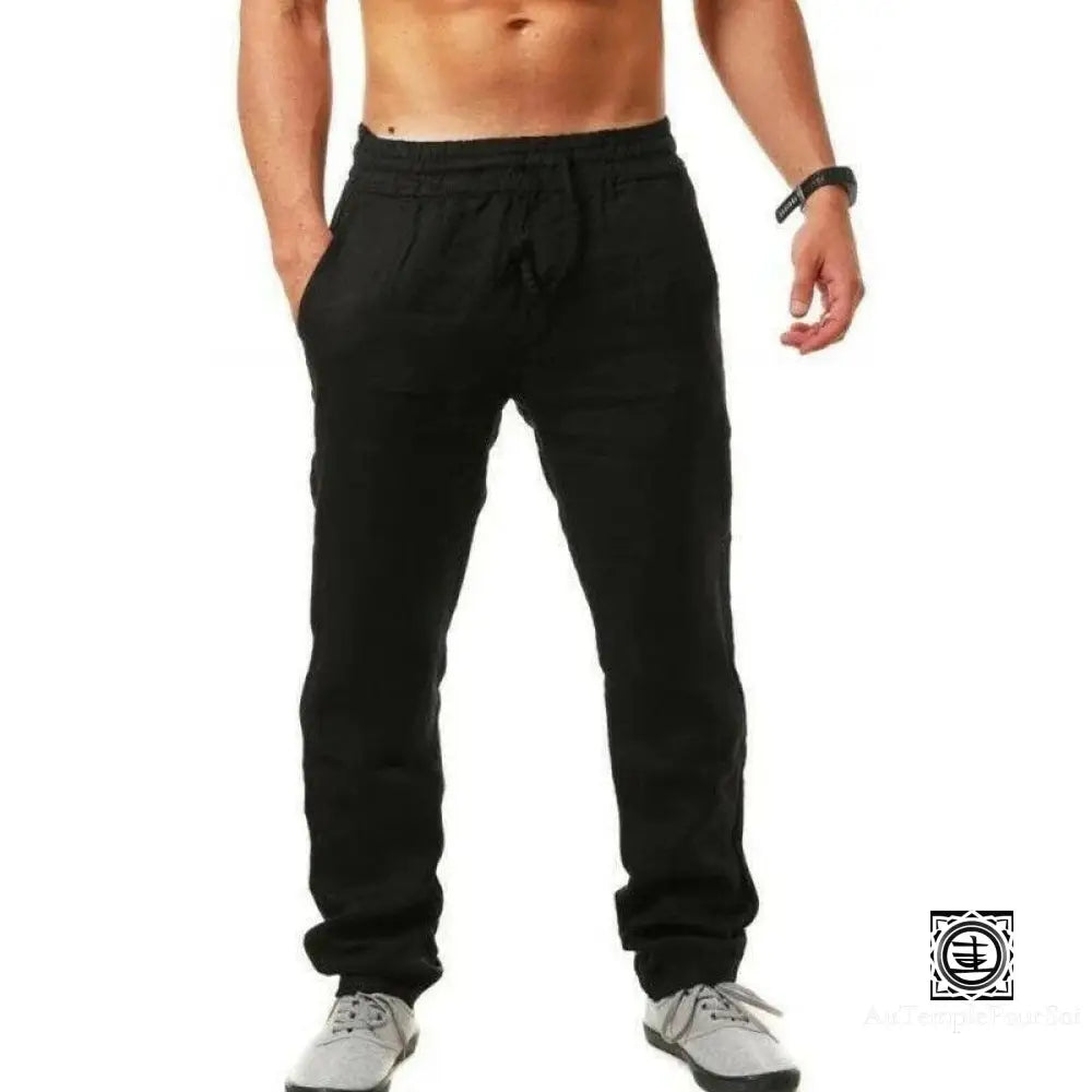 ’Brise De Bouddha’ Pantalon En Lin S 50-60 Kg / Noir Offert Homme