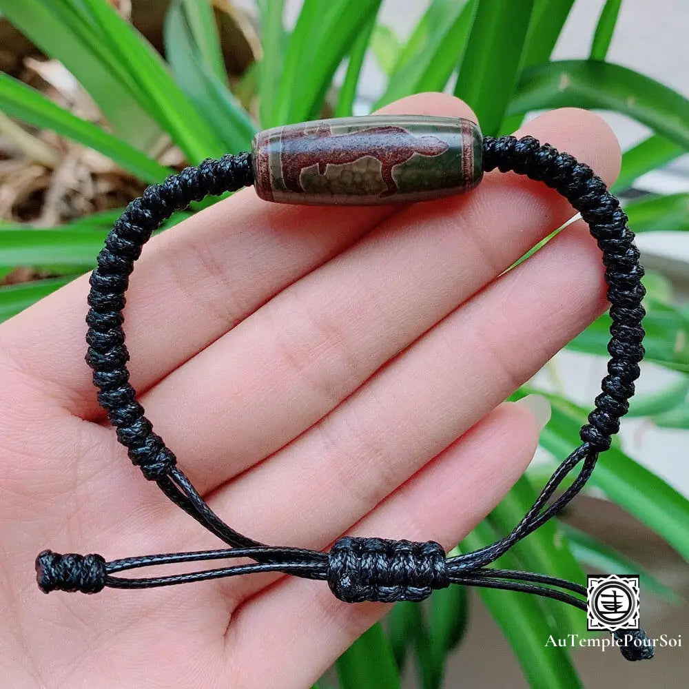 ’Chance Et Prospérité’ Bracelet En Agate Dzi Guanyin Agate - Dzi